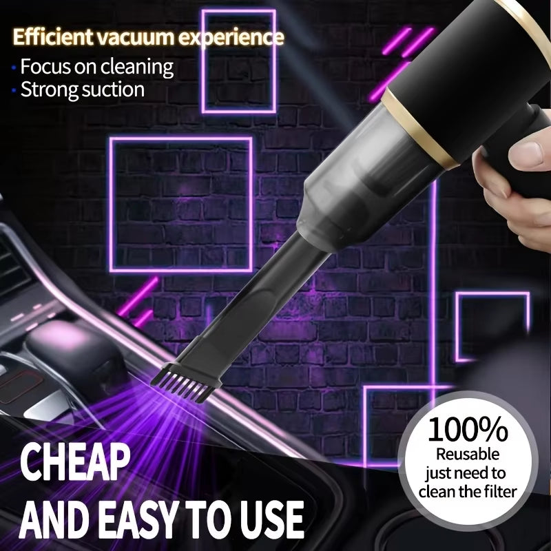 Mini Portable Car Vacuum Cleaner, Integrated Blowing and Suction, Wet and Dry, Dual-Use for Car and Home-Black