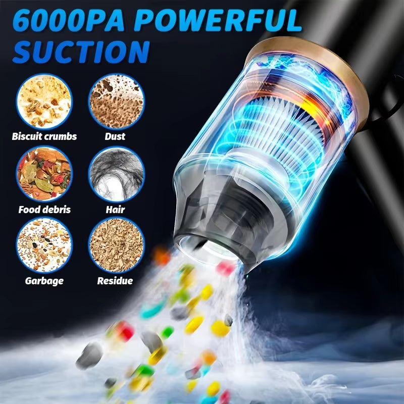 Mini Portable Car Vacuum Cleaner, Integrated Blowing and Suction, Wet and Dry, Dual-Use for Car and Home-Black