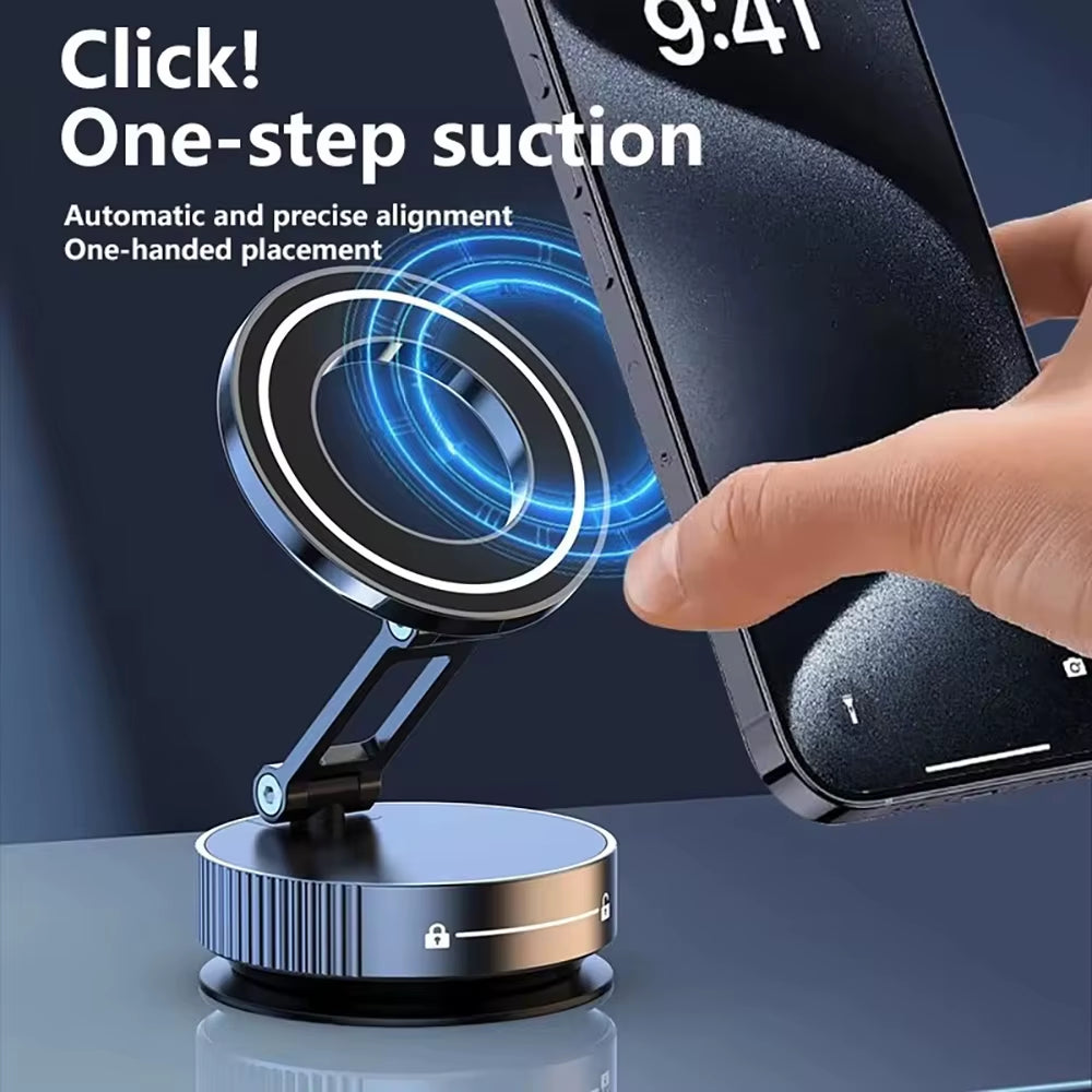 Car Mount Electric Vacuum Magnetic Holder Foldable Strong Suction Stand Cell Phone for Iphone 12 13 14 15 16 17 Live Streaming