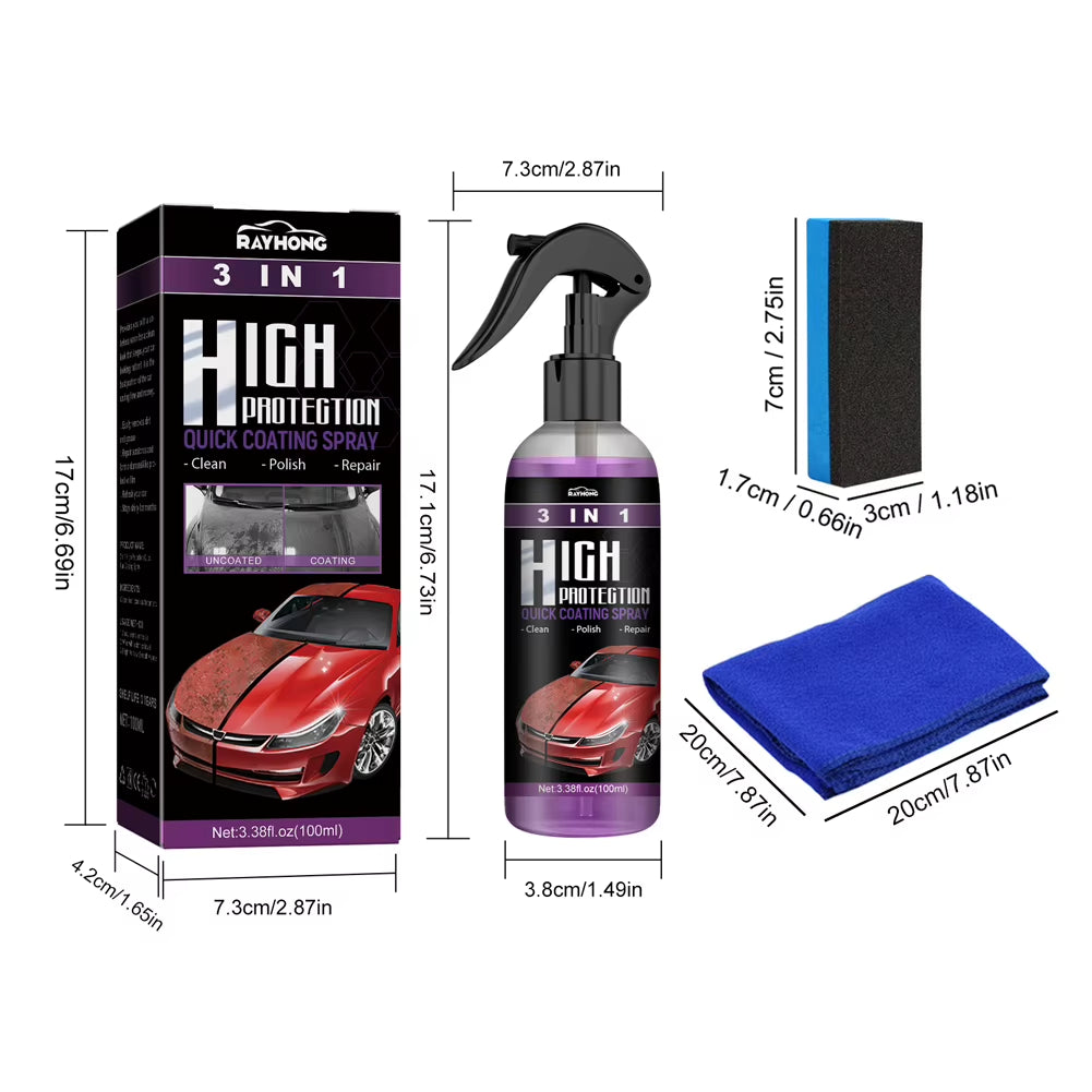 3 in 1 Car Ceramic Coating Spray High Protection Car Coating Wax Polishing Spray Auto Nano Body Compound Scratch Repair Remover