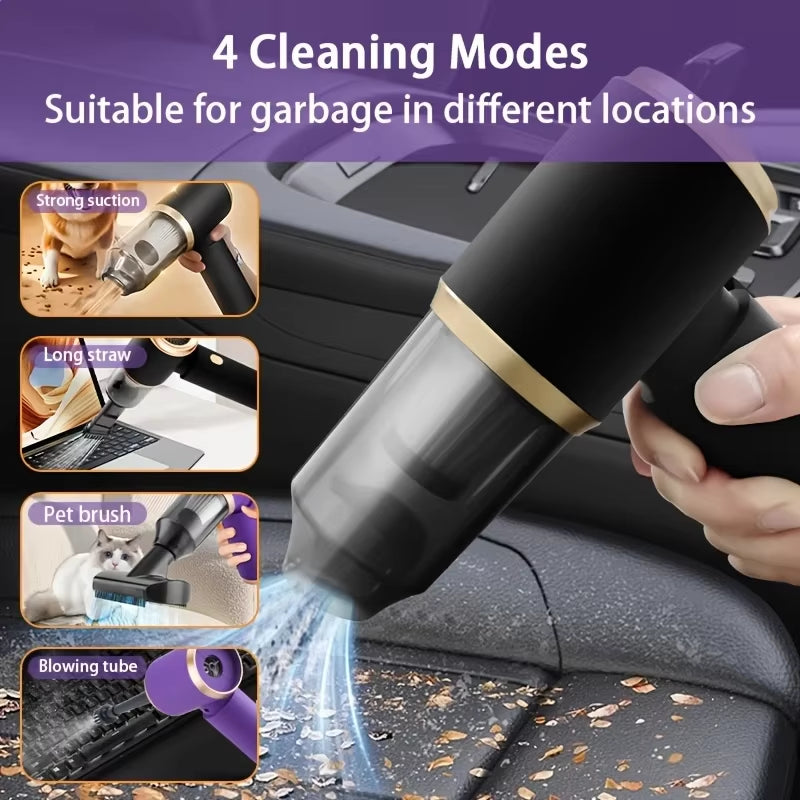 Mini Portable Car Vacuum Cleaner, Integrated Blowing and Suction, Wet and Dry, Dual-Use for Car and Home-Black