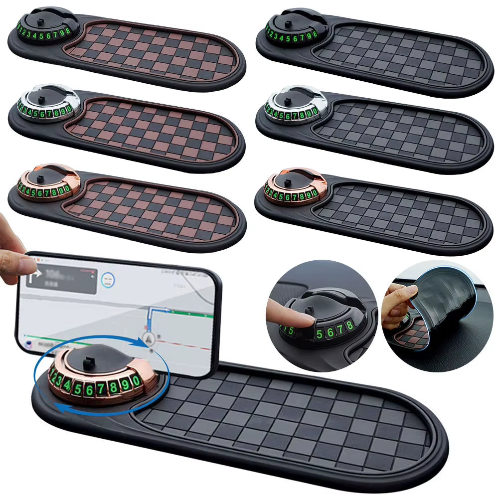 Car Dash Mat anti Slip Rug with Auto Phone Holder Silicone Dashboard Car Pad Mat for Phones Keys Gadgets