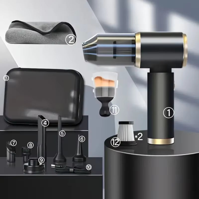 Mini Portable Car Vacuum Cleaner, Integrated Blowing and Suction, Wet and Dry, Dual-Use for Car and Home-Black