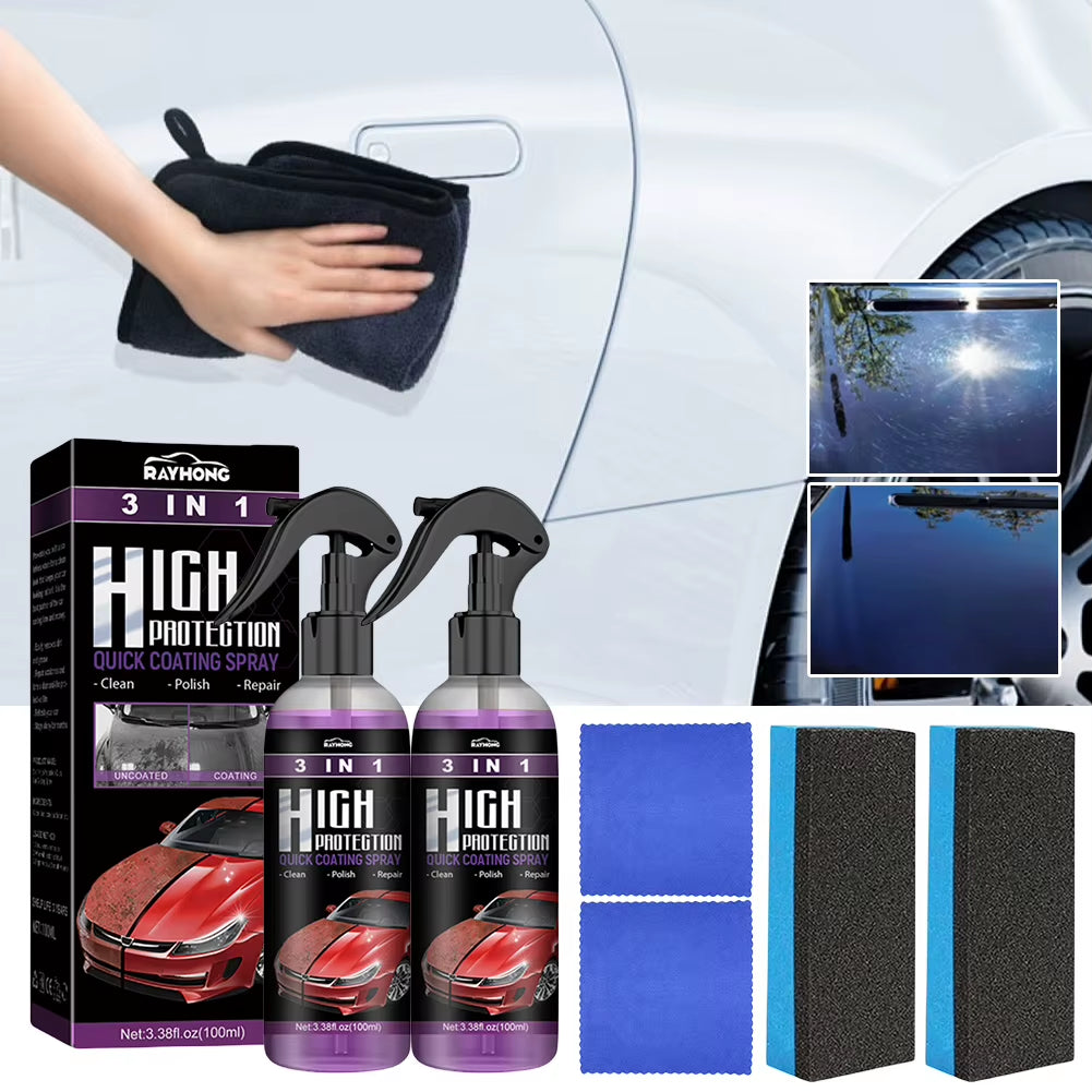3 in 1 Car Ceramic Coating Spray High Protection Car Coating Wax Polishing Spray Auto Nano Body Compound Scratch Repair Remover